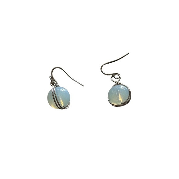 Silver and Iridescent Ball Drop Style Earrings - Picture 2 of 5